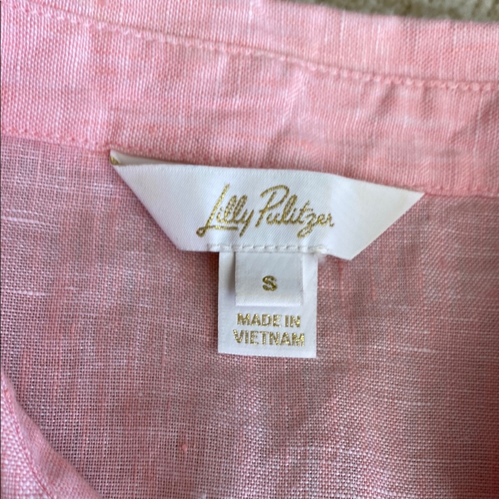Lilly Pulitzer Light Pink Sorbet Button Down Carden ruffle Shirt, S, NWOT - Picture 3 of 9